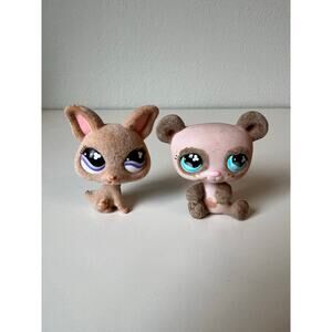 Littlest Pet Shop Chihuahua Dog and Panda Bear Flocked Toy Pet Figures LPS 2007